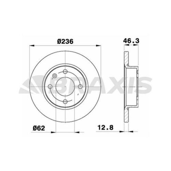 BRAXIS AE0202 Fren Diski Ön Caddy II 96-04 / Favorıt Felıcıa Forman Düz 236Mm 