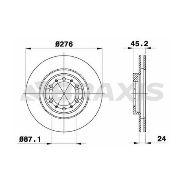 BRAXIS AE0218 Fren Diski Ön Havalı L200 06-10 4Wd Pajero 90- 3.0 3.5 V6 276×6 