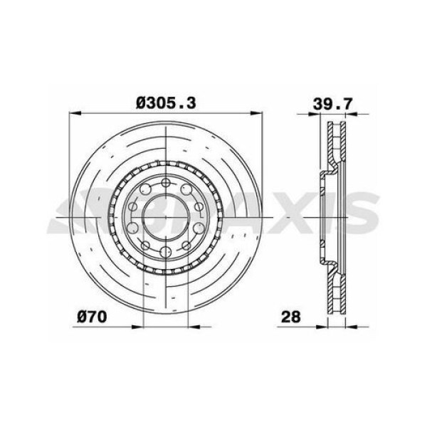 BRAXIS AE0220 Fren Diski Ön Havalı Alfa 159 1.9Jtdm 16V 1.9 Jtdm 8V 1.9Jts 2.2Jts 09 05- Alfa 159 Sp 