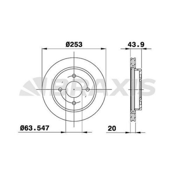 BRAXIS AE0232 Fren Diski Arka Mondeo I II 1.6 1.8 1.8Td 2.0 2.5 92-00 Cougar 2.5 98-01 Hava Soğutmal