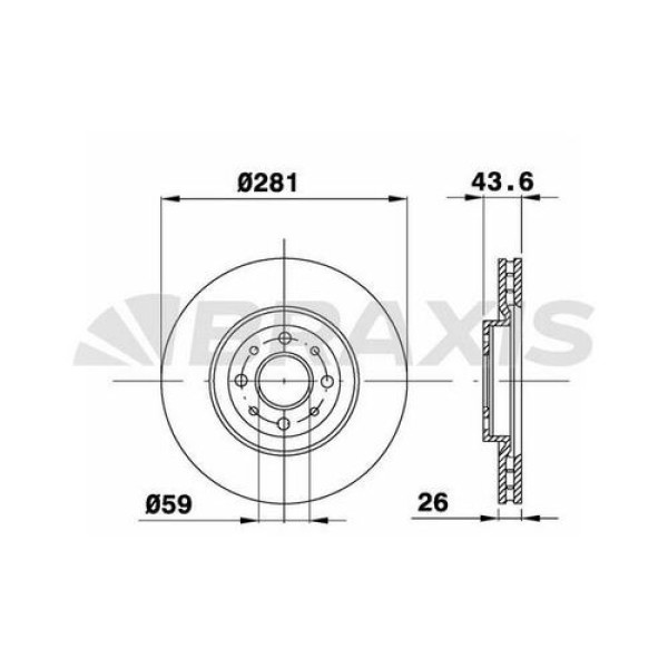 BRAXIS AE0235 Fren Diski Ön Havalı Bravo 1.4T 1.9D Mjet 04 07- Stilo 1.9Jtd 01 04- Stilo Vagon 1.9Jt