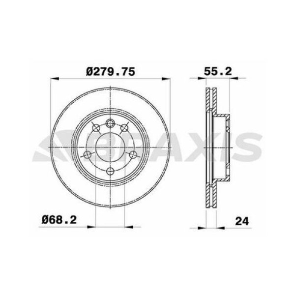 BRAXIS AE0237 Fren Diski Ön Havalı Transporter T4 1.9D Td 2.4D 2.5TDI 90-03 
