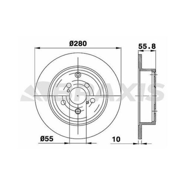 BRAXIS AE0270 ARKA FREN DISK (AYNASI) DUZ TOYOTA AVENSIS 1.6 1.8 2.0D 03>08 (280×5) 
