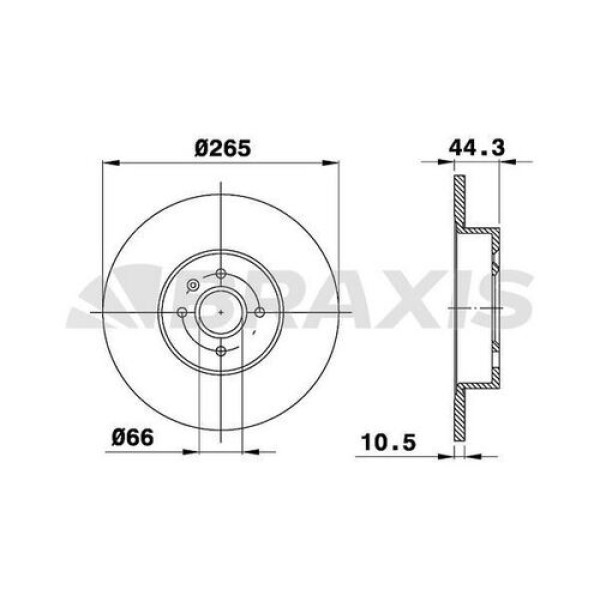 BRAXIS AE0304 Fren Diski Arka Laguna 1.8 2.0 2.2 D 93 03.01 Safrane 2.0 2.2 4.92 7.96 265×10.5×4Dl 