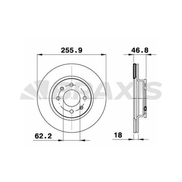 BRAXIS AE0308 Fren Diski Ön İ20 12- Havalı 256Mm 4 Bijon