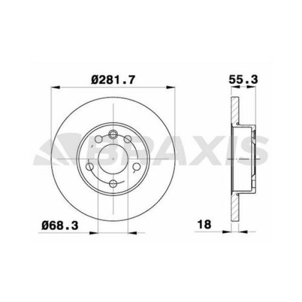 BRAXIS AE0309 Fren Diski Ön Transporter T4 1.8 1.9 1.9Td 2.0 2.4D 2.5TDI 2.8 2.8TDI 96-