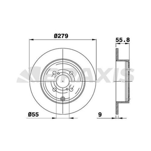 BRAXIS AE0364 Fren Diski Arka Havalı Corolla D 1.4 03-07 1.4 D4 D 2.0 1.8 279×4 