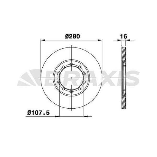 BRAXIS AE0374 Fren Diski Arka Transit V347 06-14 Arkadan Çeker - Absli Düz 280Mm 