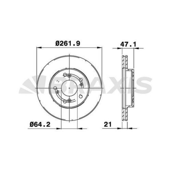 BRAXIS AE0388 ON FREN DISKI (AYNASI) HAVALI HONDA CIVIC HATCHBACK 1.4I 1.4 IS 1.6 I 01-06 CR-Z 11-15 1.5 HIBRIT (262×5) 