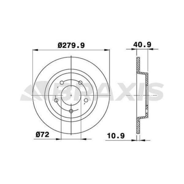 BRAXIS AE0391 Fren Diski Arka Düz Mazda III 2.0 03- 07 Mazda 5 V Cr19 1.8 2.0 2.0Cd 05- 280×5