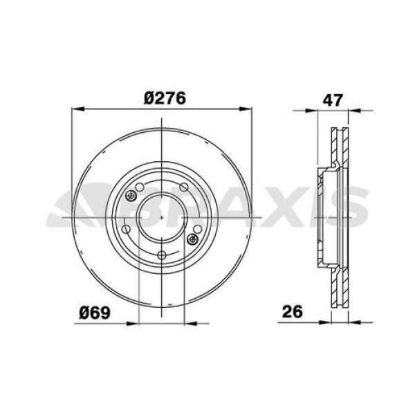 BRAXIS AE0452 Fren Diski Ön Havalı Santafe 2.0 01-06 Trajet 2.0 00- 276Mm