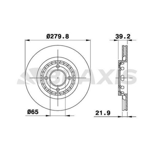 BRAXIS AE0488 Fren Diski Ön Havalı Corrado 1.8 88-93 Golf II 1.8Gtı 89- Passat 1.8 88-93 