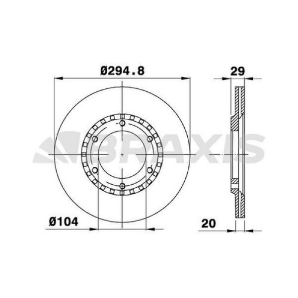 BRAXIS AE0542 Fren Diski Ön Nissan Patrol 2.8D 2.8Td 3.0 90-96 295×6 