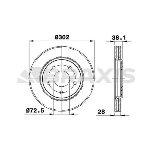 BRAXIS AE0555 Fren Diski Ön Havalı Grand Voyager V Rt 2.8 Crd 3.3 3.8 10 07- 