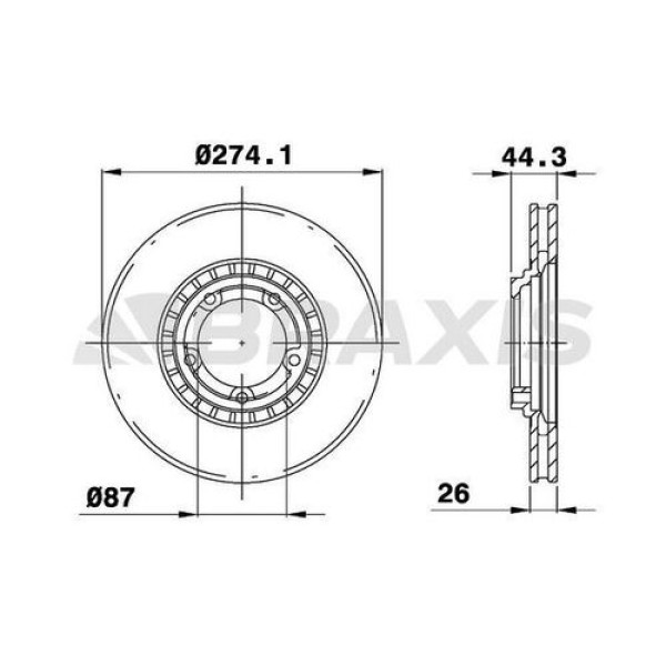 BRAXIS AE0569 Fren Diski Ön Havalı Starex 2.5 TCI CRDI 03- H100 Kamyonet 2.5 04- Kia Bongo 2.7 TCI 0