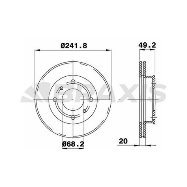 BRAXIS AE0587 Fren Diski Ön Havalı Primera P10 90-96 242×4 