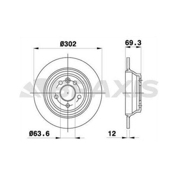 BRAXIS AE0598 Fren Diski Arka Volvo V70 III D4 13- S80 II 2.0 3.2 2.0TDI 08- 