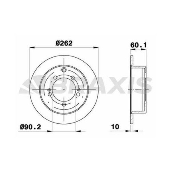 BRAXIS AE0605 Fren Diski Arka Lancer 2.0 03-07 -Outlander 2.0 2.4 02-06 262Mm X5 D