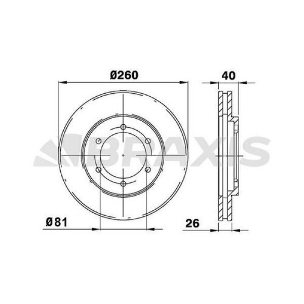 BRAXIS AE0656 Fren Diski Ön Nissan D22 1998 - Navara D21 1992-1997 Navara 2,5 Np300 2008 -