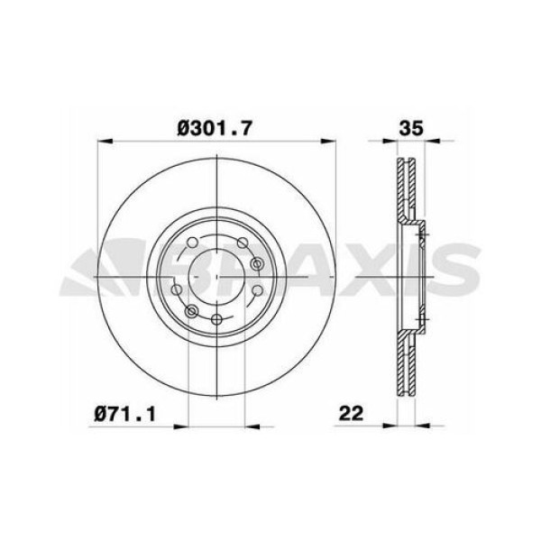 BRAXIS AE0680 Fren Diski Arka Hava Soğutmalı C6 2.2 HDI 2.7 HDI 3.0 V6 3.0 HDI 05-