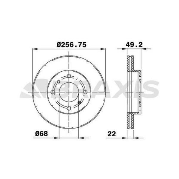 BRAXIS AE0698 Fren Diski Ön Primera 96-02 -Almera 00- 1.5 1.6 16V 2.0 16V 257×22×4Dlxhavalı