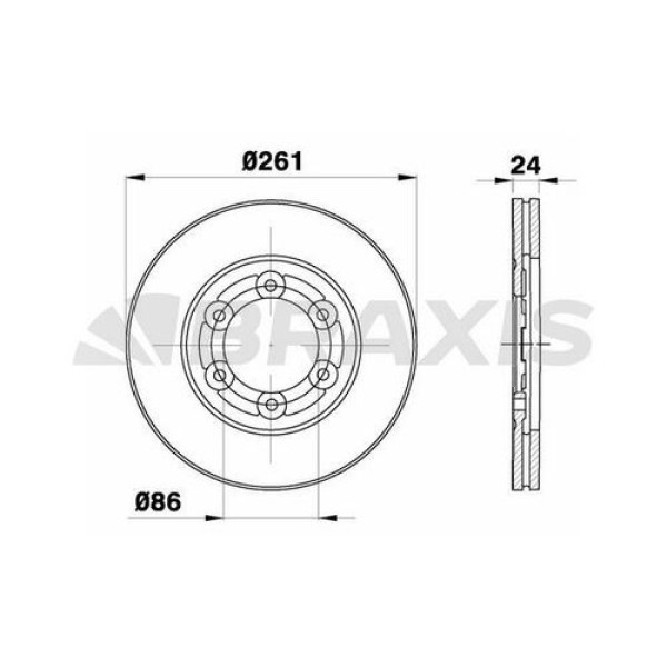 BRAXIS AE0709 Fren Diski Ön Havalı K2700 2004 - K2500 TCI 2004 - (261 Mm)