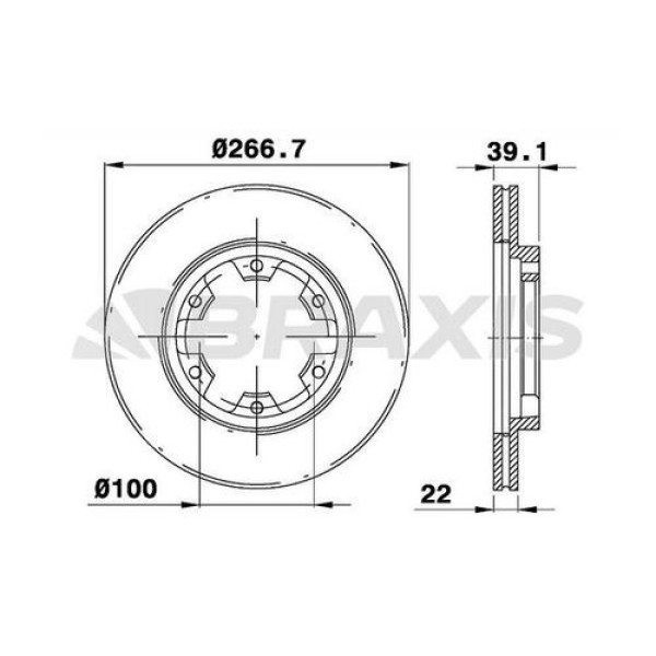 BRAXIS AE0725 Fren Diski Ön Havalı Nissan Pickup D21 87-98 267×6 