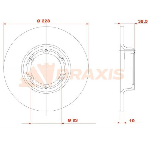 BRAXIS AE0800 Fren Diski Ön Renault 12 Toros Düz 228Mm 