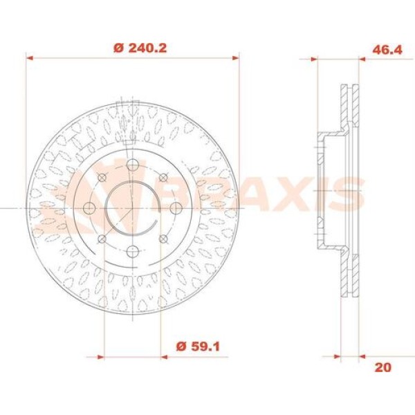BRAXIS AE0801 Fren Diski Ön Palio Albea / 145 146 Havalı 240Mm 