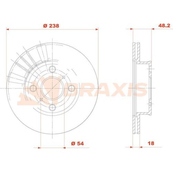 BRAXIS AE0802 Fren Diski Ön Corolla Ae92 88-92 Karbüratörlü Havalı 238Mm