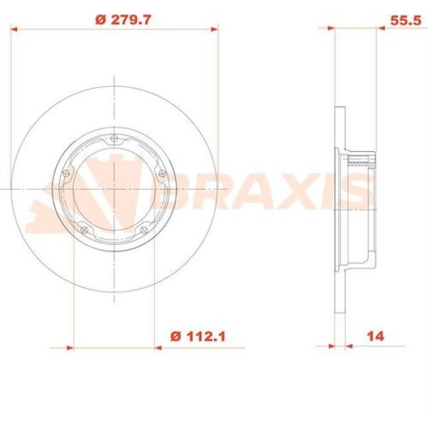 BRAXIS AE0803 Fren Diski Ön J9 Düz 280Mm