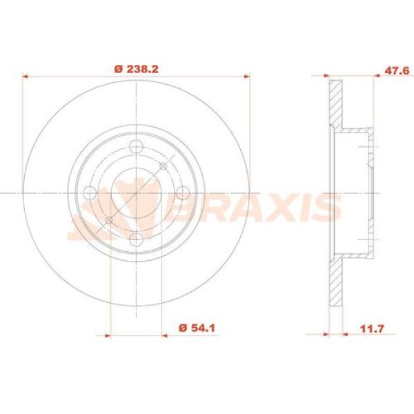 BRAXIS AE0807 Fren Diski Ön Düz Tip Corolla 1988-1992 (Ae92 Kasa) (238 Mm) 