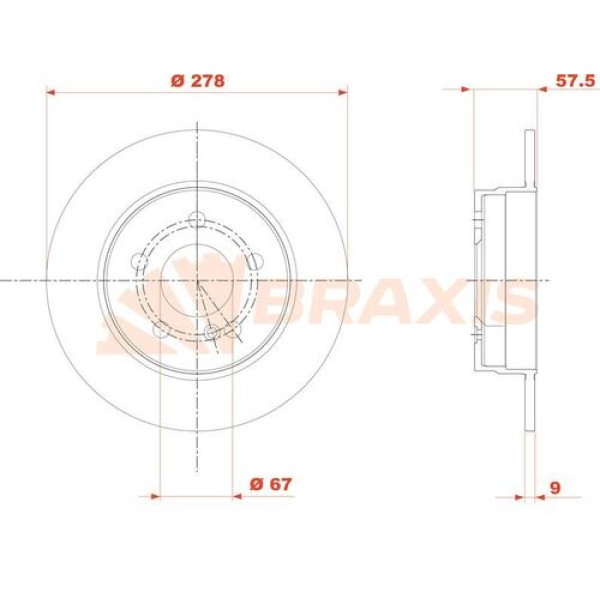 BRAXIS AE0850 Fren Diski Arka W204 07-14 S204 07-14 C204 11- 