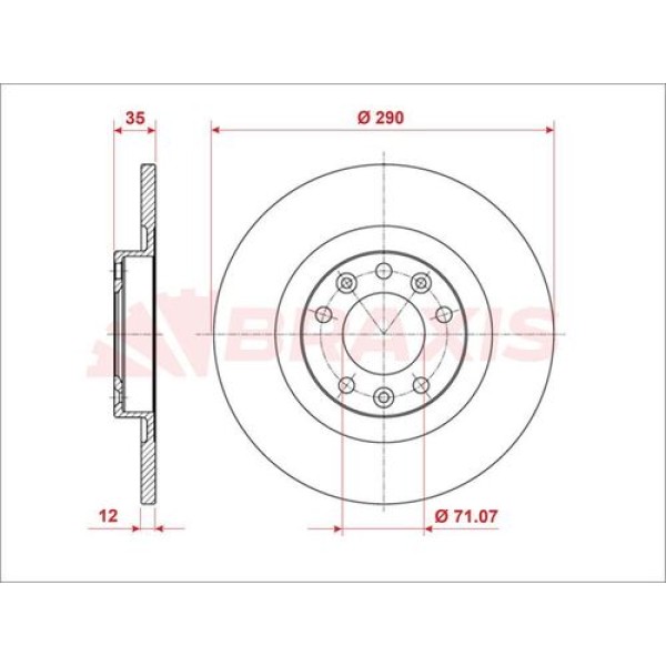 BRAXIS AE0860 Fren Diski Arka C4 Picasso II Grand Picasso 13 - C5 Aircross 18 - Jumpy V 16 - / Ds7 C 