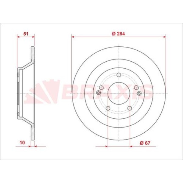 BRAXIS AE0892 Fren Diski Arka Tıvolı 1.6 15 - 