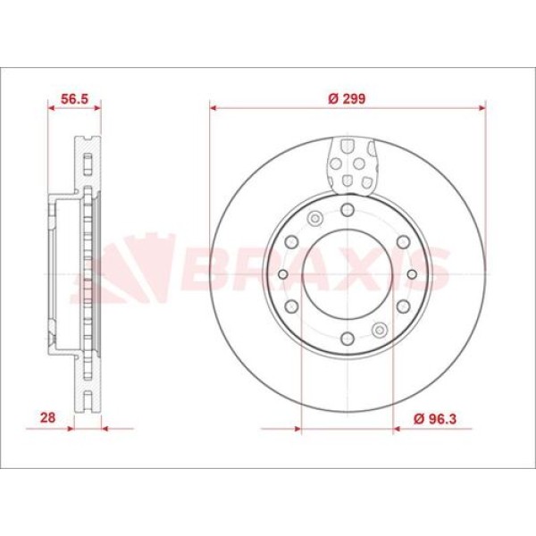 BRAXIS AE0893 Ön Fren Aynası (Diski) Hyundai H350 2.5 CRDI 15- 