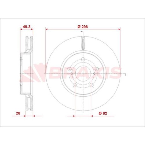 BRAXIS AE0903 Fren Diski Ön C-Hr 16 - 