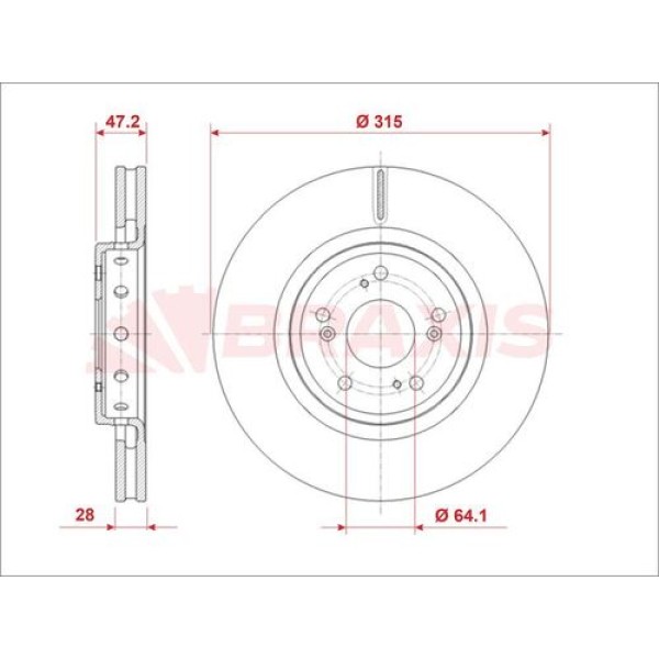 BRAXIS AE0928 Ön Fren Diski (Aynası) Honda Crv 1.6 Dtec-2.2 Dtec 2012- 