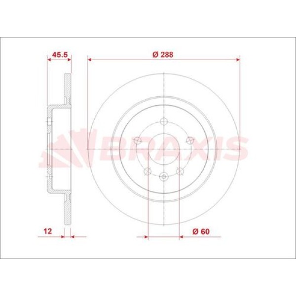 BRAXIS AE0932 Fren Diski Arka Astra K 15 - 288Mm 