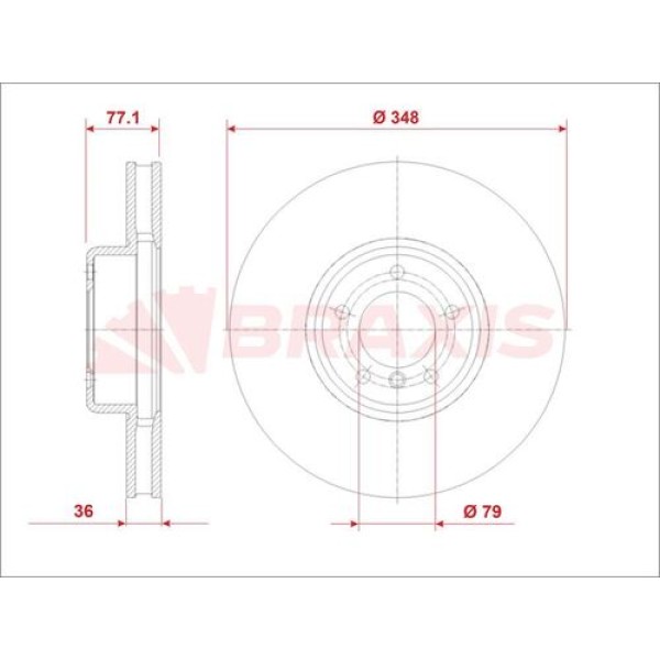 BRAXIS AE0958 Fren Diski Ön 5 Serisi E60 E61 05 - 10 6 Serisi E63 05 - 10 