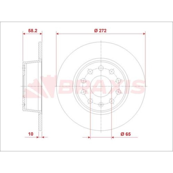 BRAXIS AE0980 Fren Diski Arka T-Roc 17 - Q2 16 - Karoq 17 - Ateca 16 -