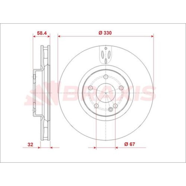 BRAXIS AE1003 FREN DISKI ON V-CLASS W447 14 > VITO W447 14 > 