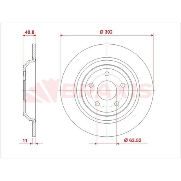 BRAXIS AE1012 Fren Diski Arka Focus III 2.3 Rs Awd 14 -