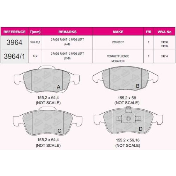 BESER 39641 ON FREN BALATASI FLUENCE 08> DUSTER 10> DOKKER 12> MEGANE III 08> SCENIC III 09> 1.5 DCI 1.6 16V 2.0 16V 