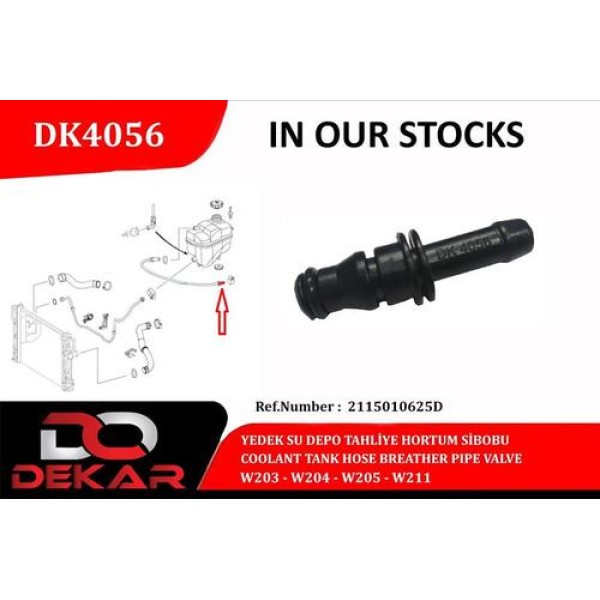 DEKAR 4056 YEDEK SU DEPO TAHLIYE HORTUM VALF MERCEDES W203-W204-W205-W211 