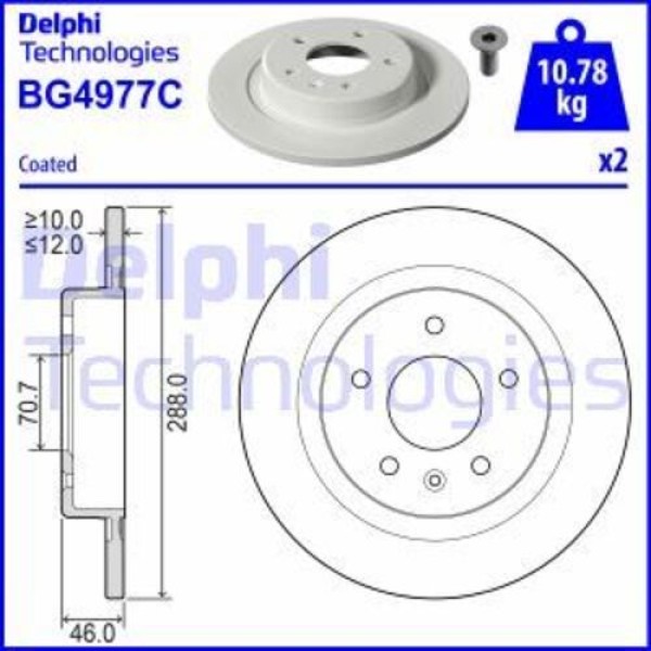 DELPHI BG4977C ARKA FREN DISKI 288MM 16INSIGNIA B 