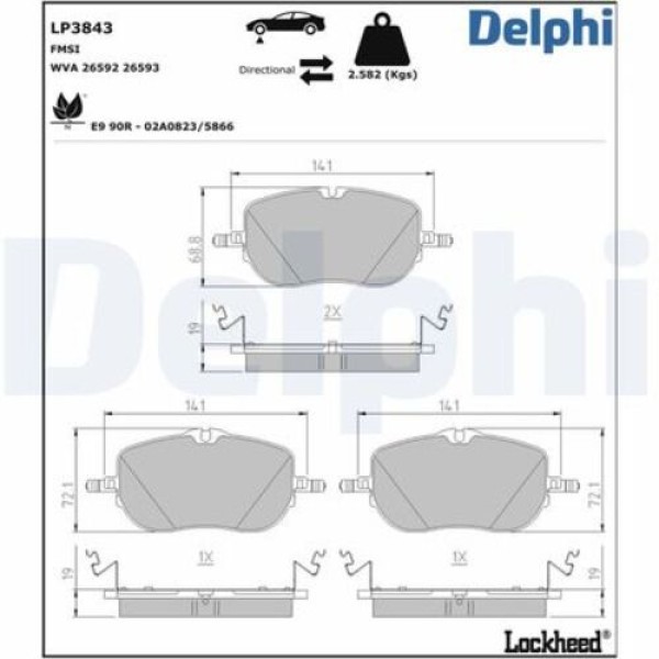 DELPHI LP3843 FREN BALATASI MERCEDES-BENZ C-SERIES ON 03-2021 