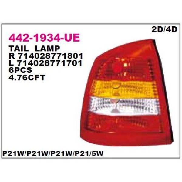 DEPO 4421934R3UE STOP LAMBASI DUYSUZ SAG ASTRA G 4KP 98-04 SEDAN 