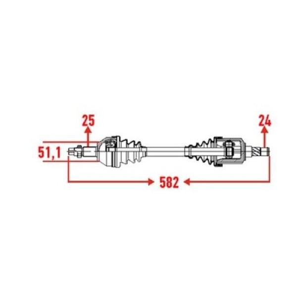 ECOFIX KRL0191ECF ON AKS KOMPLE LINEA 07- 1.3M BIPPER NEMO 10- 1.3HDI FIORINO 13- 1.3JTD 90HP EURO5 (582X51.10X25) SO 