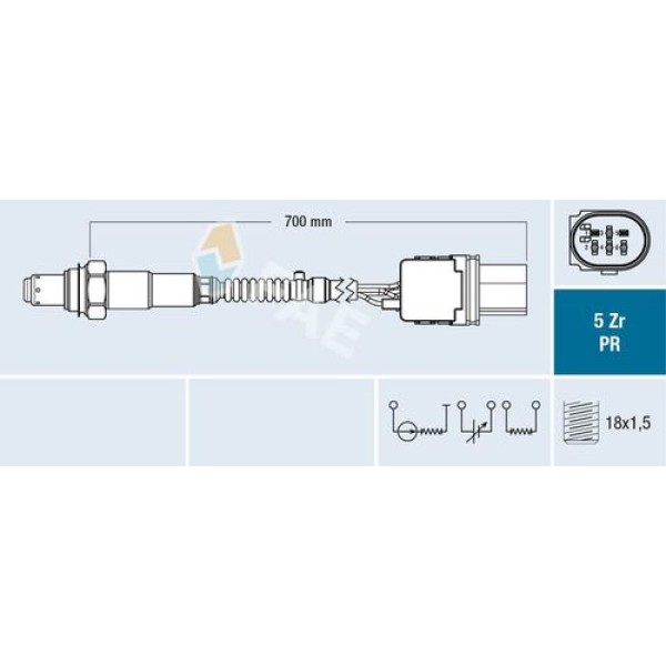 FAE 75122 OKSIJEN SENSORU FORD FOCUS III 1.0 ECOBOOST 11> B MA(JK) 1.0 ECOBOOST 13> C MAII (DXA CB7. DXA 